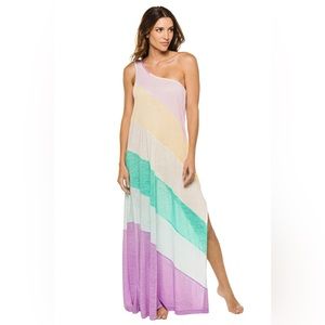 Pitusa One Shoulder Pastel Maxi Dress